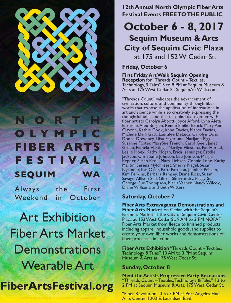 Poster of events for the 2017 North Olympic Fiber Arts Festival