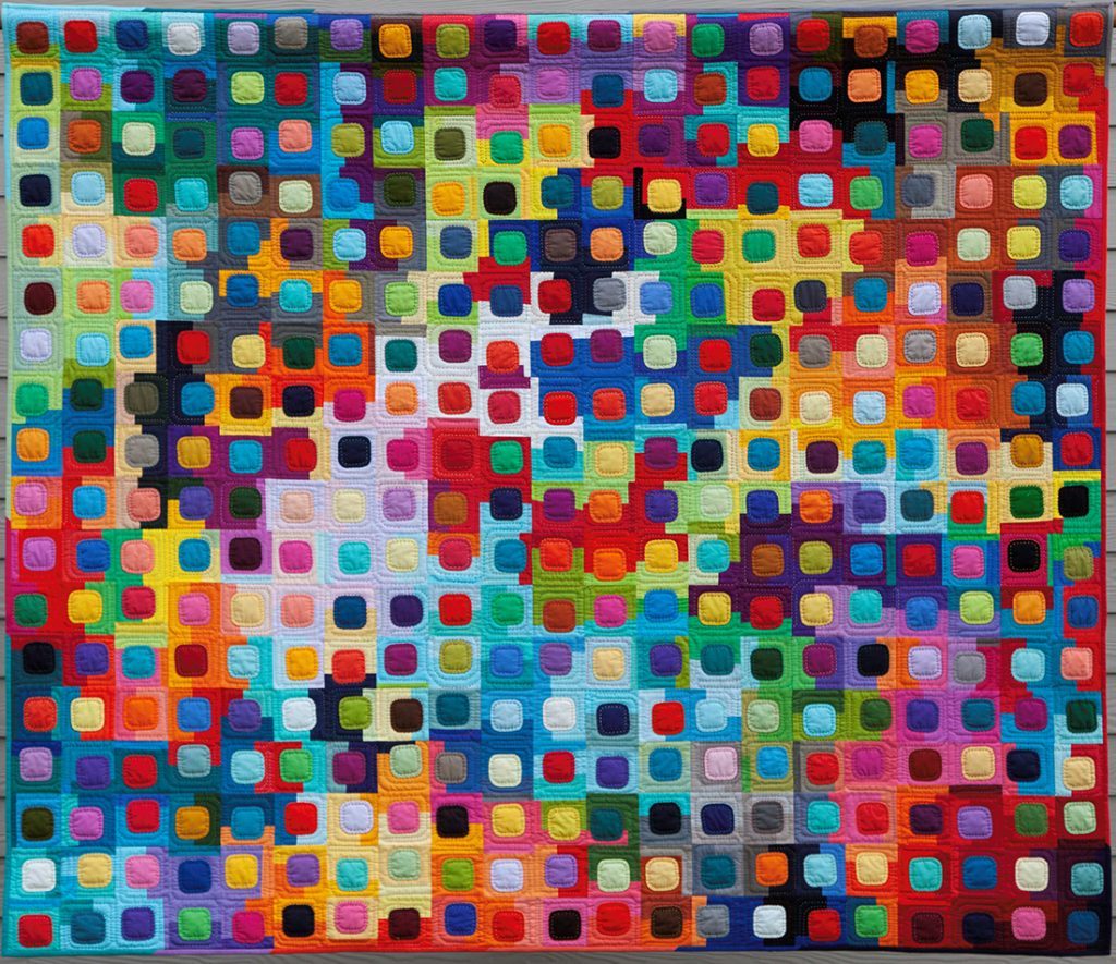 colorful quilt with rounded squares called squircles